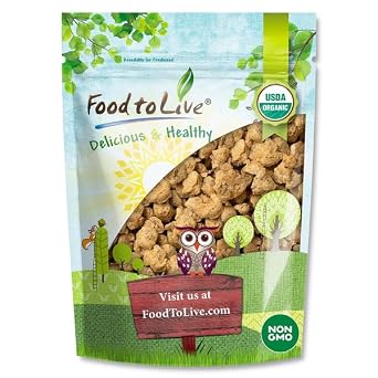 Food to Live Organic Soy Chunks 6 Ounces, Unsalted Nuggets, High Protein. Plant-Based. Meat Alternate Substitute. Non-GMO. Vegan, Kosher, Bulk