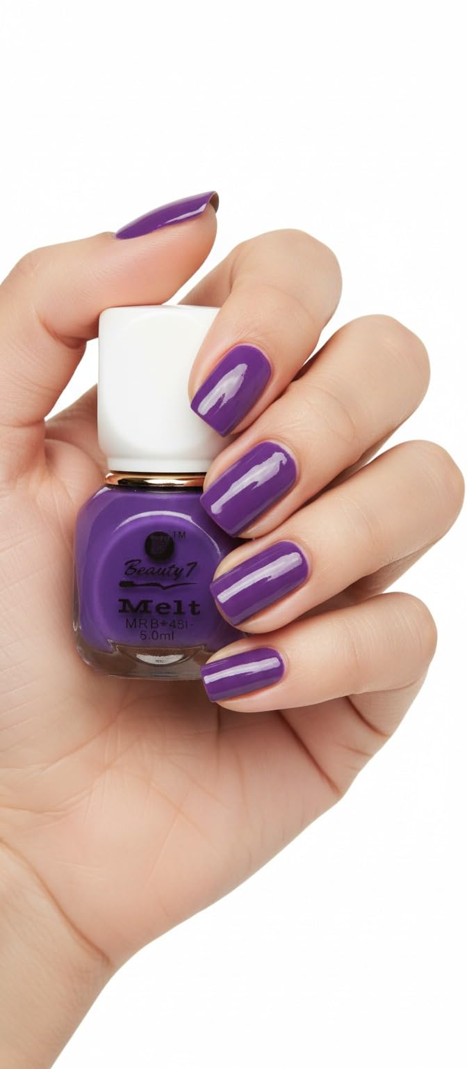 BEAUTY7 Melt Nail Polish For Women | Long Lasting Nail Polish for Women | High Shine Quick Dry Nail Paint |Sky blue|Purple|Pink (pack of 3) (Each 9.9 ml) 1