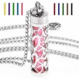 YWLI Essential Oil Diffuser Necklace, Aromatherapy Locket Pendant Necklace Stainless Steel Diffuser Necklace Pendant with 10 Pcs Refill Pads for Men Women (Heart)
