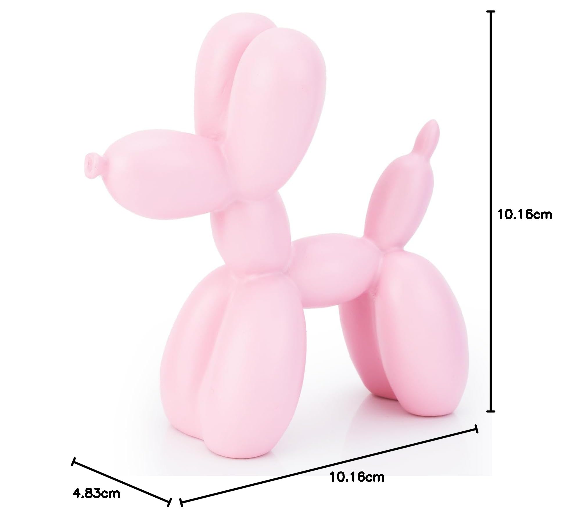 Balonowa statuetka psa - 10 cm różowy balon rzeźba zwierzęcia psa, małe nitki na półki, eklektyczna dekoracja biurka, urocza ozdoba na biurko prezent