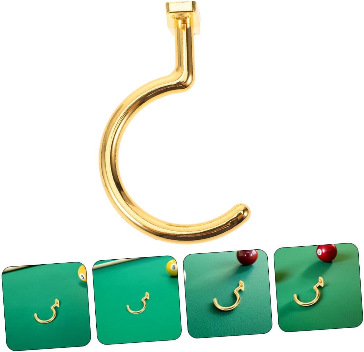 Pool Table Cue Rack Hooks 1 Pair Gold Metal Snooker Holder with Ball Rack and Bridge Stick Hooks for Billiard Table Accessories and Cue Storage