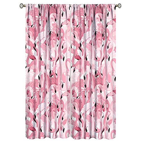 ESPROUTTY Pink Flamingo Curtains, Pink Repetitive Pattern of Hand Painted