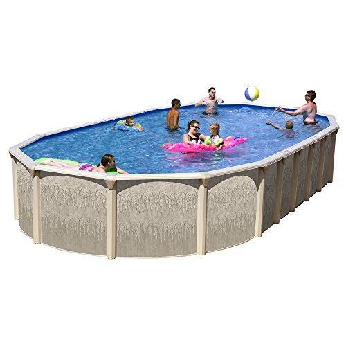 Splash Pools GA NB331852DG-CFP Slim Style Georgian Complete Above Ground Pool Package, 33' x 18' x 52"
