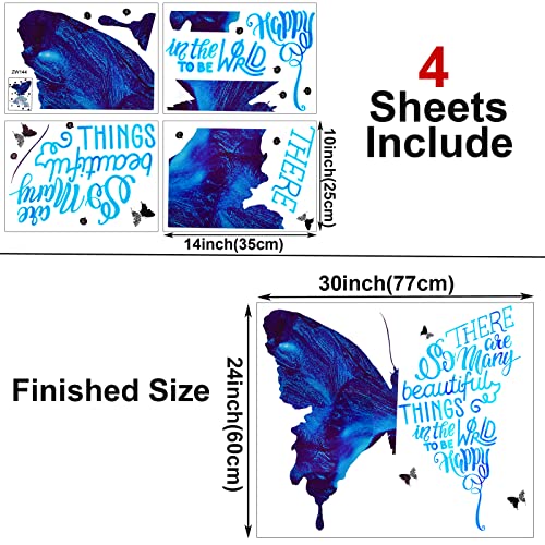 Vinilo decorativo Maydahui azul mariposa con texto 24x30 pulg miniatura 2