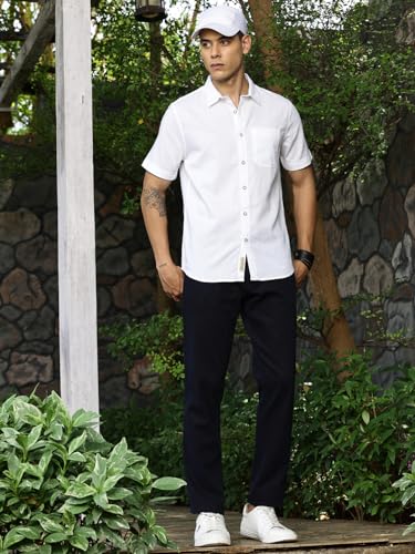 Image of Thomas Scott Men's | Solid | Half Sleeve | Regular Fit | Premium Irish Linen | Spread Collar | Casual Shirt