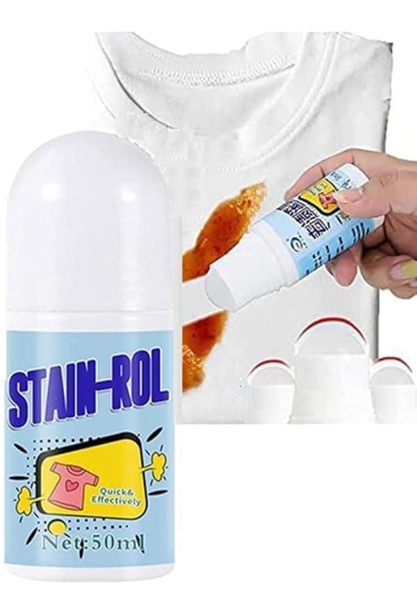 White Cotton Clothes Stain Remover Roll Bead Design, Stain Remover Roller-Ball Cleaner, Portable No-Wash Instant Pen for Clothes and Fabric, Pack Of 1 (Pack Of 2)-image-8