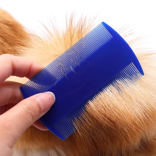 Image of Pet Flea Lice Comb Grooming Kit, 4 Pieces, Dense Toothed Comb for Lice and Fleas Removal, Dematting Tool for Small, Medium & Large Pets,Blue