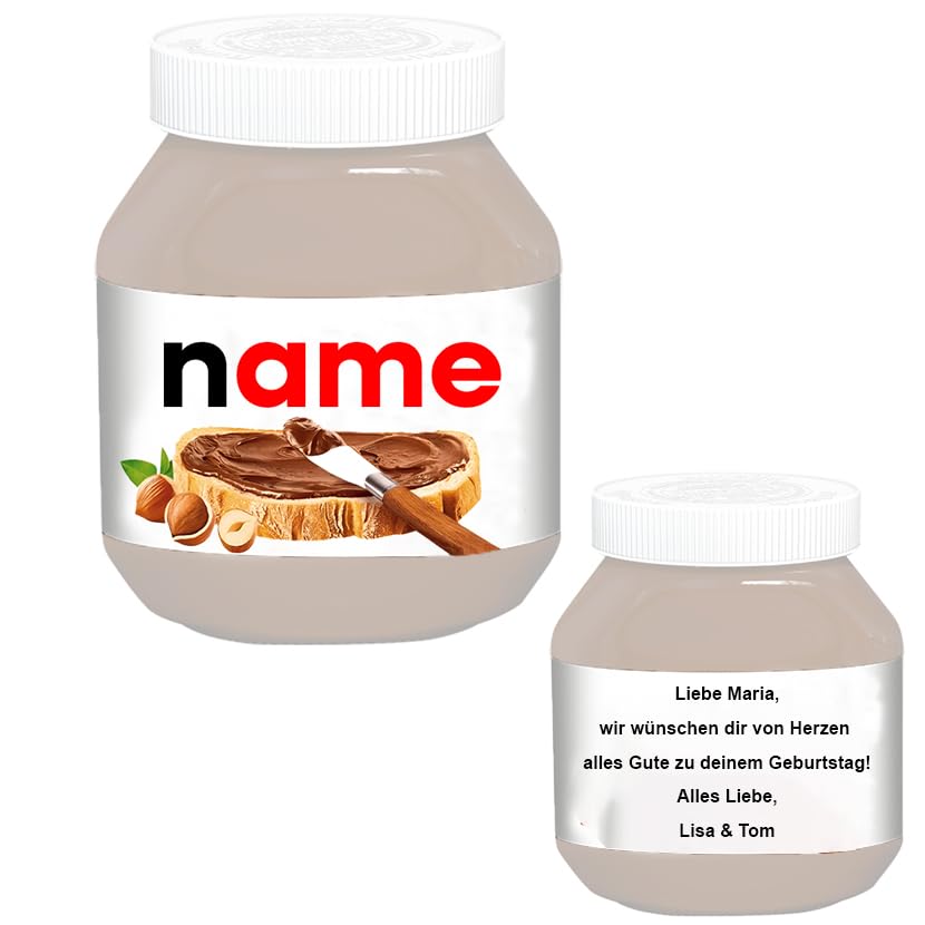 Personalisierte Schokoladenaufstrich Papier Aufkleber für z.B. Nutella ideale Überraschung für deine Liebsten - Geburtstagsgeschenk, Weihnachtsgeschenke, kleine Geschenke