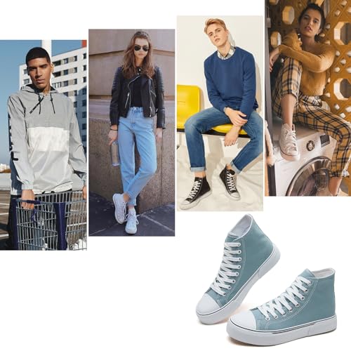 Image of hash bubbie High Top Sneakers for Women Classic High Tops Canvas Shoes Lace up Women's Fashion Sneaker(Turquoise,US6.5W /US4.5M)