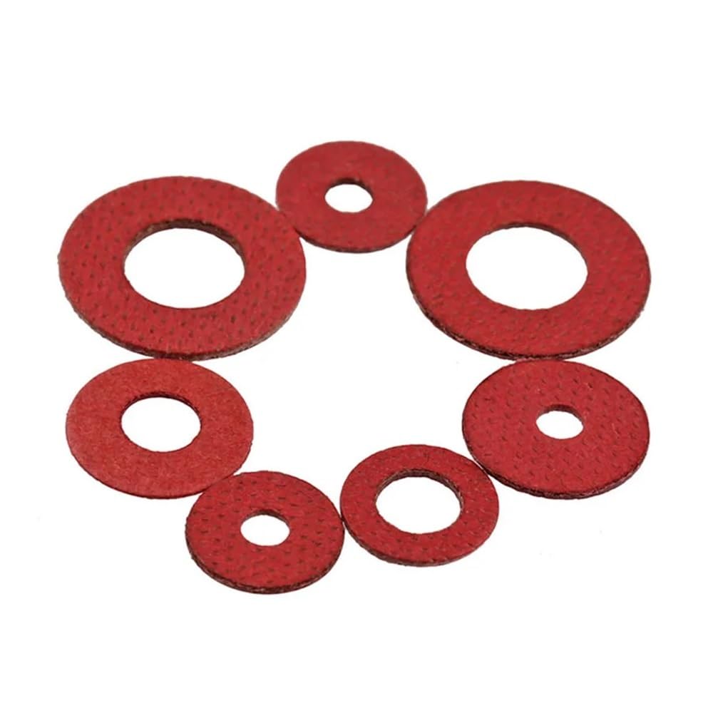 Arandelas Arandelas surtidas, 100 unidades, juntas planas aislantes de fibra de papel de acero rojo, M2,5, M3,5, M4, M5, M6, M8, anillos lisos de aislamiento, arandelas de sujeción de anillo.(M3 x 8 x