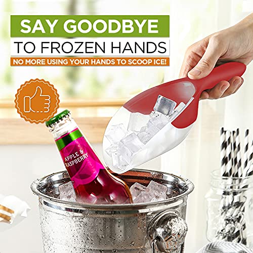 Image of Spring Chef Magnetic Ice Scoop for Freezer, BPA-Free Food Scooper, Red