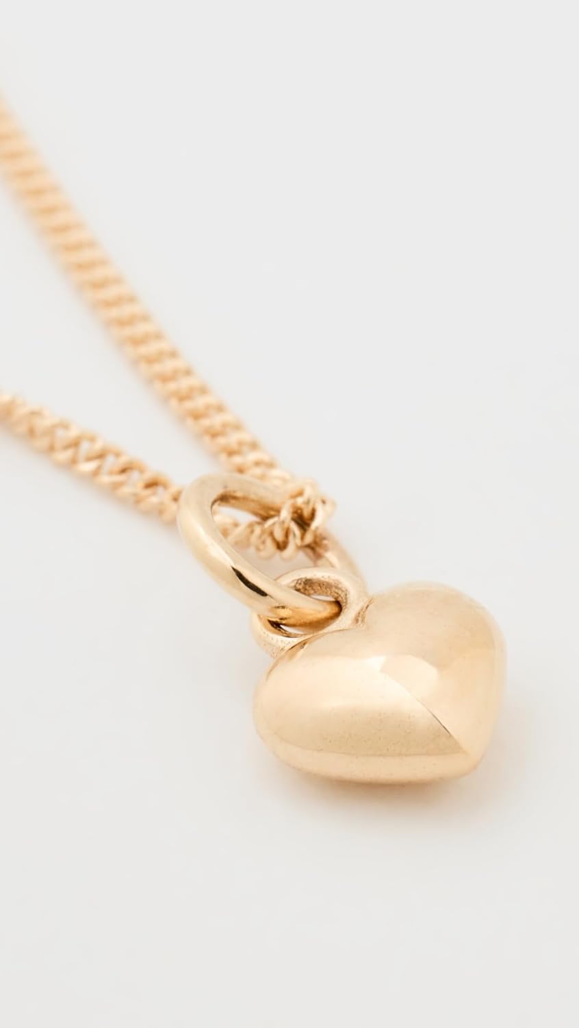 Women's Petite Puffed Heart Charm Necklace, Gold, One Size - Image 3