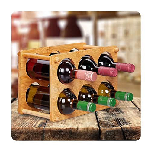 Soporte para 6 botellas de vino de madera para mesa miniatura 6