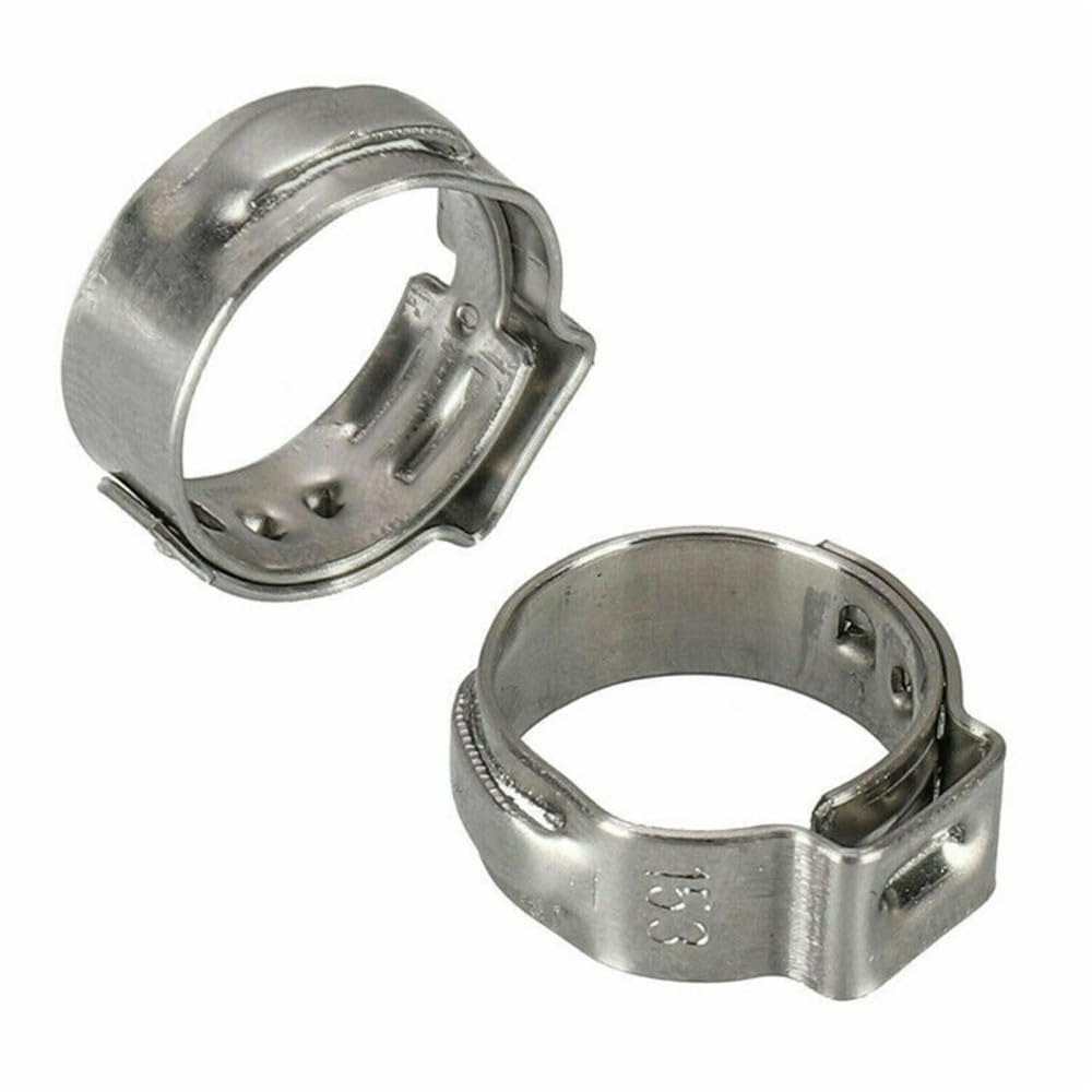 25 pièces colliers de serrage à une oreille en continu 5,8-23,5 mm 304 colliers de serrage en acier inoxydable anneaux de serrage pour sceller les types de tuyaux, 7.0,8.7mm