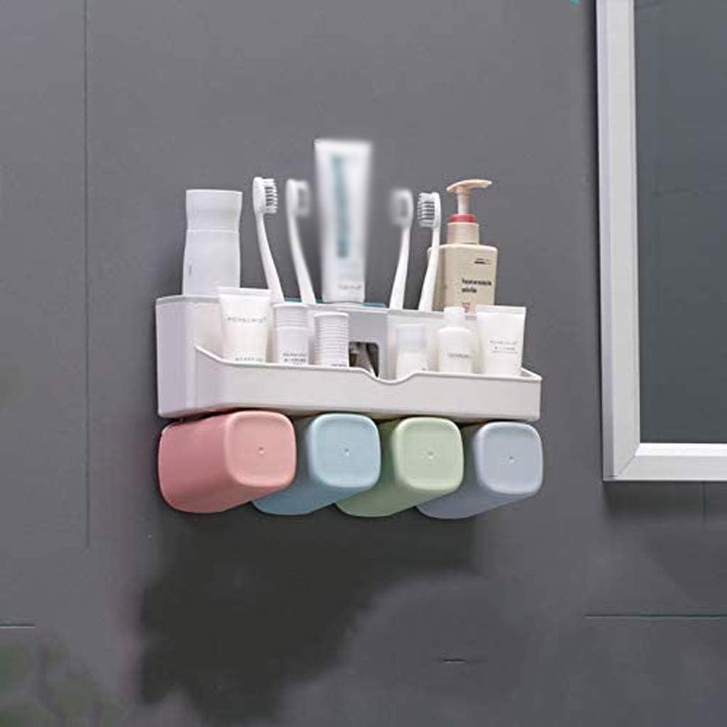 Suction Cup Wall Mounted Toothpaste Toothbrush Holder, Multifunctional ABS Toothbrush Holder