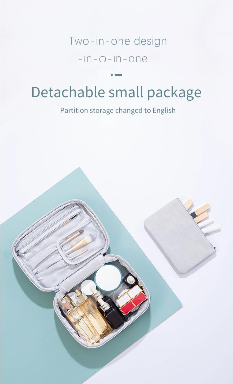 CHANXIUZAI Ladies' makeupbag, Portable Travel Makeup Bag, Built-in Detachable Small Bag - Image 3