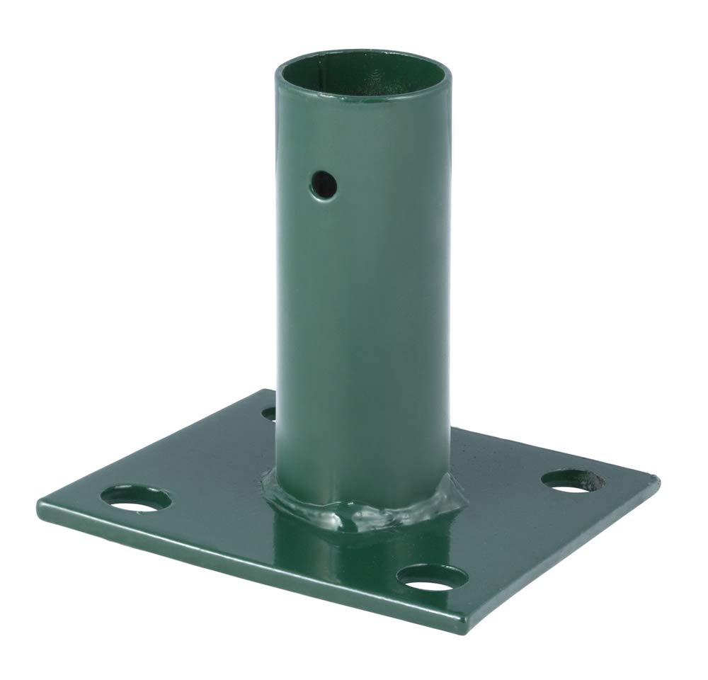 VERDELOOK | Piastra Manicotto a Base Quadrata e Supporto Rotondo Porta Palo, Cancello e Pannelli per Fissaggio a Terra, Verde, Diametro Interno 34 mm