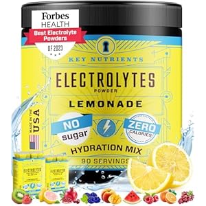 KEY NUTRIENTS Multivitamin Electrolytes Powder No Sugar – Refreshing Lemonade Electrolyte Powder – Endurance & Energy Supplement – Hydration Powder – No Calories – 90 Servings – Made in USA