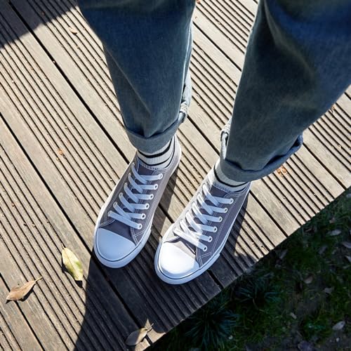 Image of ZGR Womens White Tennis Shoes for Women,Low Tops Lace up Canvas Sneakers