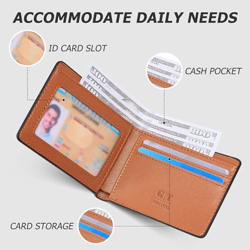 Image of Gostwo Mens Wallet RFID Blocking Slim Minimalist Bifold Wallet with ID Window & Business Card Holder, Thin Front Pocket Design, Stylish Wallet for Men, Teen, Boyfriend, Husband