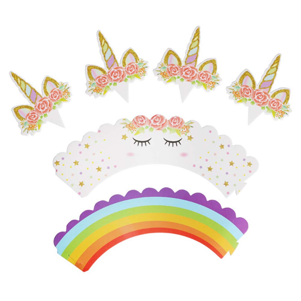 Buy Crmresin 12Pcs Rainbow Unicorn Cupcake Toppers with 12 Pcs Wrappers