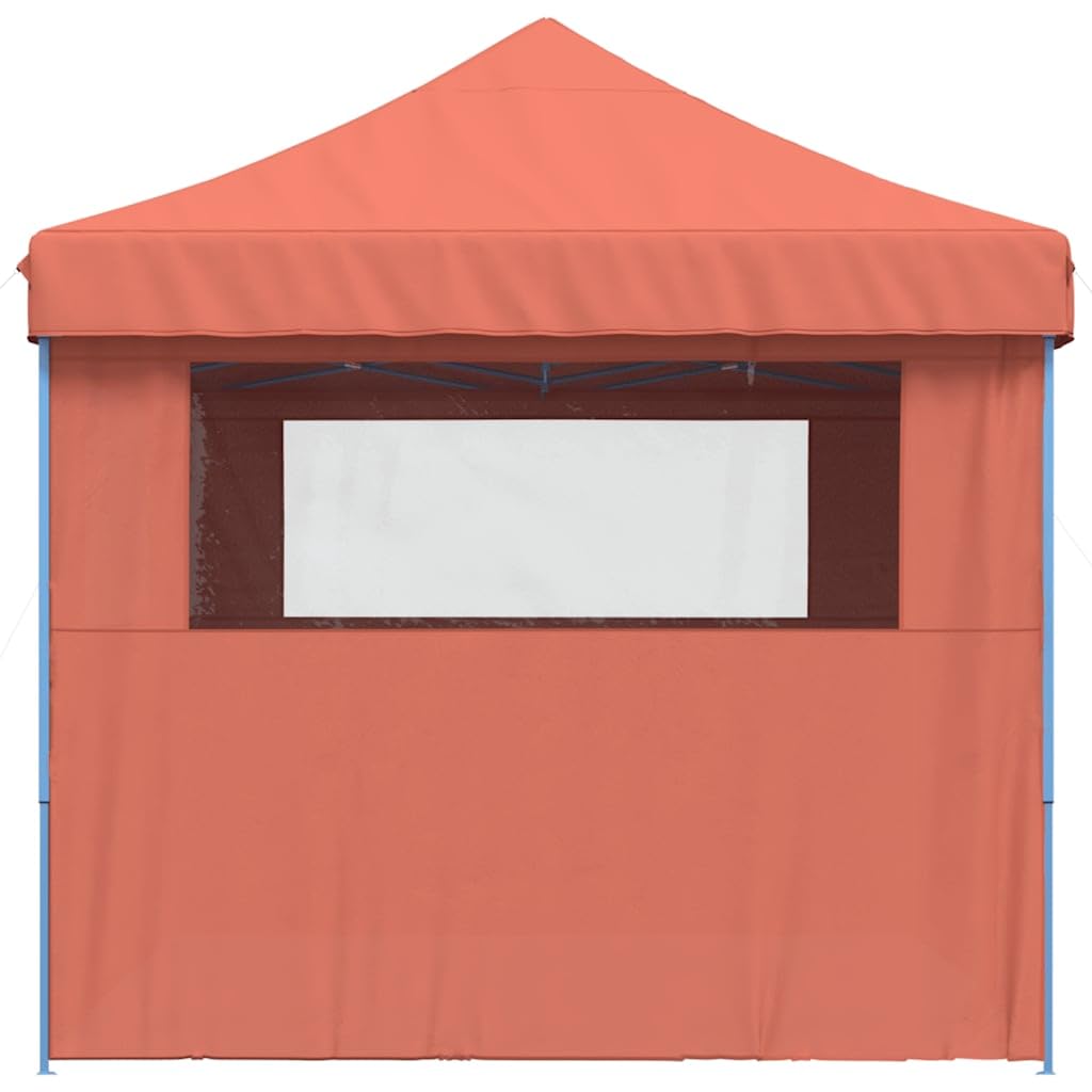 Carpa plegable con 4 paneles laterales de terracota para eventos al aire libre, cenador con marco de acero y ventanas
