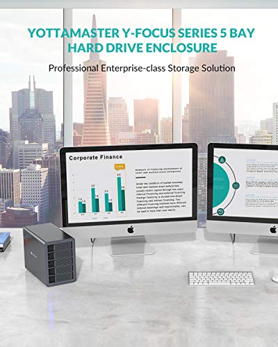 Yottamaster 5 Bay Hard Drive Enclosure, Aluminum Alloy 2.5"/3.5" Usb3.0 To Sata3.0 External Hdd Ssd Storage Enclosure,Support 5 X 18 Tb Capacity,Ideal For Enterprise-Class Storage Solution[Fs5U3] #TOP1