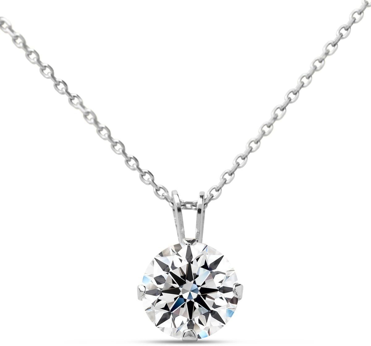 SuperJeweler Moissanite Pendant Necklace for Women in Real White or Yellow Gold w/Free 18" Silver Chain | Moissanite Solitaire Necklace Available in Multiple Carat Weights | E-F Color, VVS1 Clarity