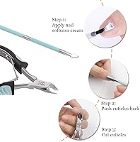 Vista 5 de IVON Cortadora de cutículas con empujador, cortador removedor de cutículas - mango antideslizante de goma