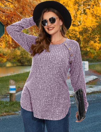 MONNURO Women's Plus Size Tunic Sweaters - Casual Long Sleeve Button-Down Shirt for Leggings 6