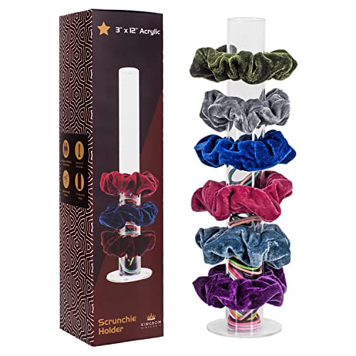 Kingdom Décor Scrunchie Holder Stand, Acrylic Scrunchy Display, 12 Inch Clear Hair Tie Accessories Organizer, Teen Girl Bracelet Organizers, Cute Room Decor For Teen Girls, Vsco Stuff #TOP21