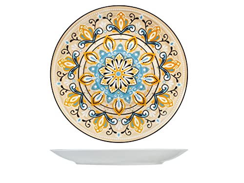 ROYAL NORFOLK Jaipur - Juego de 12 platos planos, porcelana, amarillo, 27 cm Cover