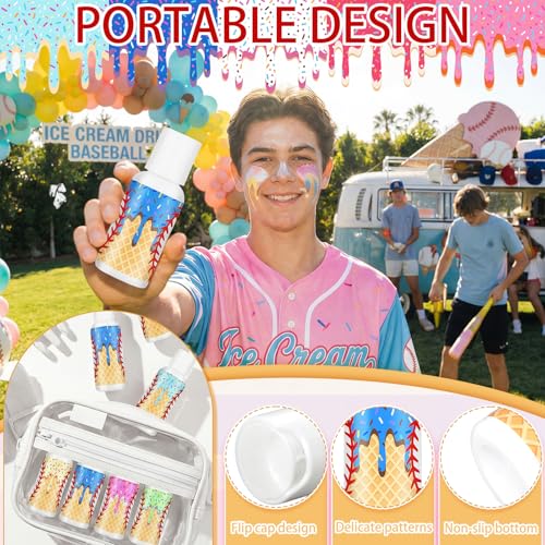 Image of 24 Pcs Travel Size Mini Sunscreen Bulk SPF30+ Ice Cream Drip Party Favors Small Sunscreen Sun Protection Stuff for Birthday Sports Coach Team Coach Team Appreciation Gift, 1 Fl. oz(Drip Baseball)
