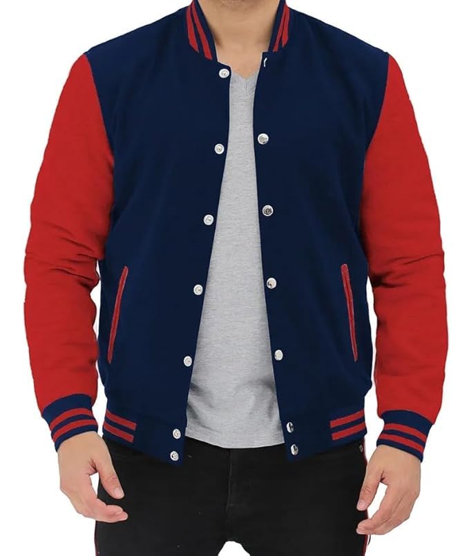 Bomber Jacket with Long Sleeves Baseball Style Varsity Jacket for Men's-picture-45