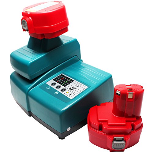 2-Pack Replacement Makita 14.4v Battery (1300mAh,NICD) + Universal Charger for Makita Power Tool