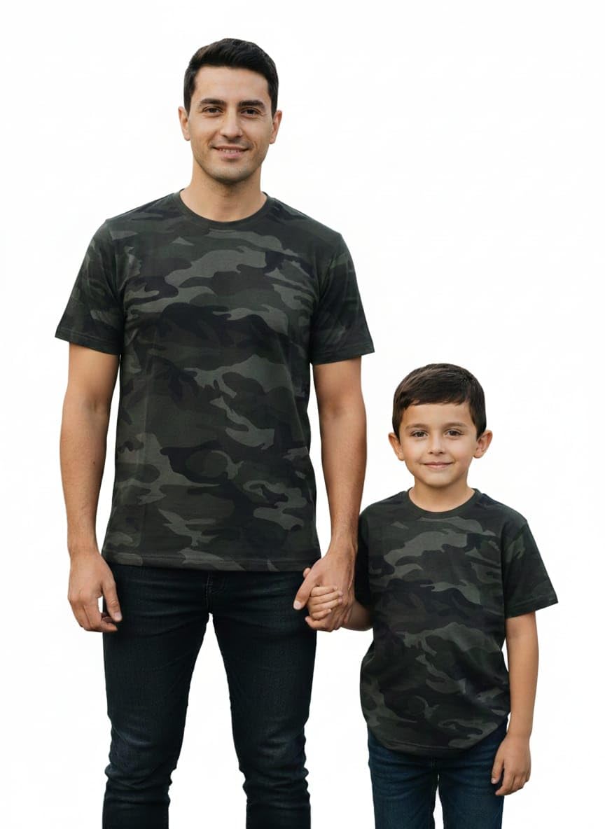 jassmen Matching Cambo T-Shirts for Father and Son – Casual Short Sleeve Outfit Set, Comfortable Cotton Tee for Family Wear-picture-38
