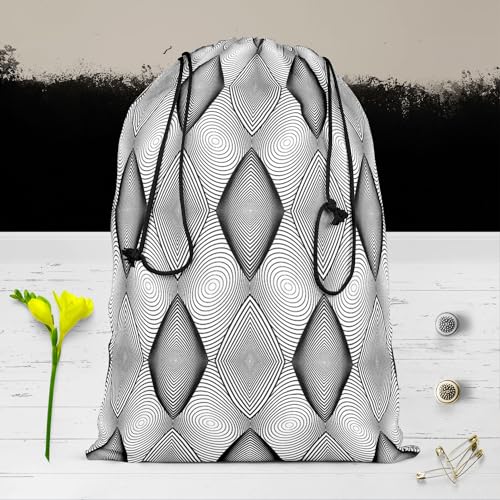 Image of ArtzFolio Monochrome Diamond D2 | Reusable Sack Bag | Bag for Gym, Storage, Vegetable & Travel