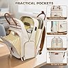 MATEIN Laptop Rucksack Damen 15,6 Zoll mit Abnehmbar Kühlfach, Lehrer Rucksack Damen mit USB Ladeanschluss Dokumentenmappe A5, Schulrucksack Teenager Arbeitsrucksack 2 in 1 für Uni Schule, Büro, Beige #4