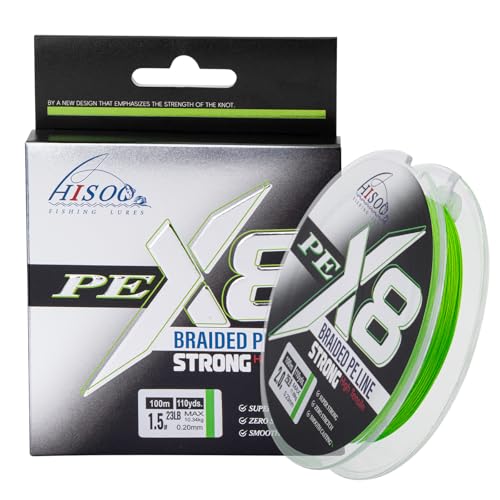 Superpower Premium X8 Braided Fishing Line - Super Strong Wear-Resistant PE Line, No Stretch High Sensitivity Smooth Casting Line for Saltwater and Freshwater Fishing (Green, 25LB)