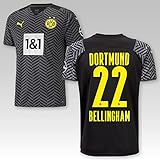 Alle Spieler TSH7NDF Dortmund Kinder Trikot Away 2021/22, Größe:164, Spielername:22 Bellingham