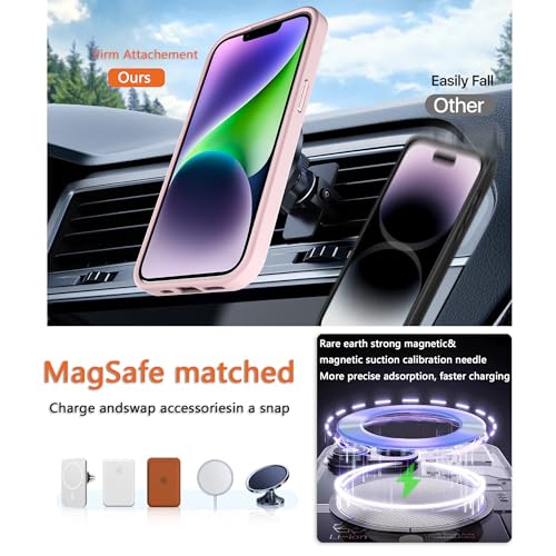 Image of Magnetic iPhone 14 /13 case,Compatible with Magsafe, Military-Grade Protection,Slim Translucent Matte Shockproof with Anti-Scratch Anti-Fingerprint Phone Cover (Pink, iPhone 14 /13)