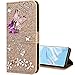 Produktbild Nadoli Galaxy S10 Lite Leder Hülle,Bling Glitzer Diamant 3D Handyhülle im Brieftasche-Stil Schmetterling Blumen Flip Schutzhülle Etui für Samsung Galaxy S10 Lite,Gold