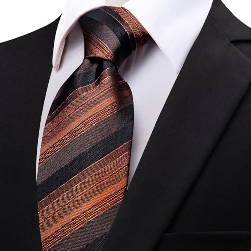 Image of YourTies Men's Neckties Striped Tie and Plaid Neckties for Men Woven Silk Tie Gold Tie Clip Set