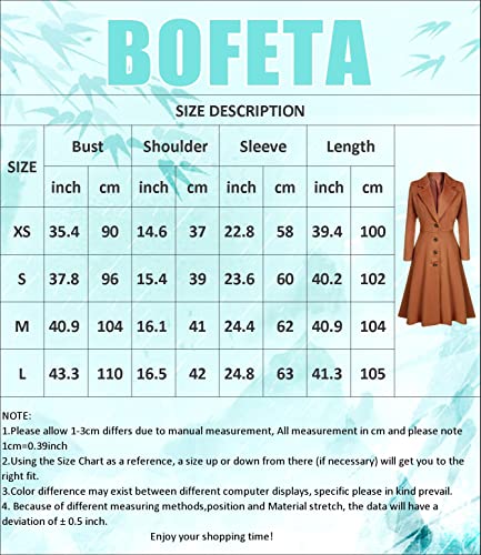 BOFETA Women's Vintage Notched Lapel Collar Wool Blend Dress Coat Swing A Line Long Solid Color Button Pea Coat3