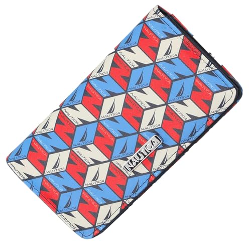 Nautica Seaside Slim Womens Wallet RFID Blocking Credit Card Holder, Coin Purse, Checkbook Organizer Clutch, Small Vegan Leather Wallet for Travel, Americana