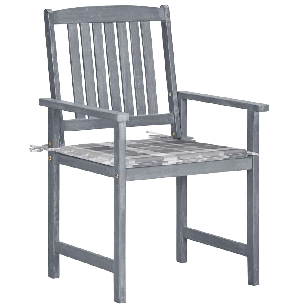 SKM Sillas de jardín con Cojines 6 uds Madera Maciza de Acacia Gris,Mobiliario,Muebles de jardín,Asientos de Exterior,Sillas de jardín,Gris,43.73 kg,3078221