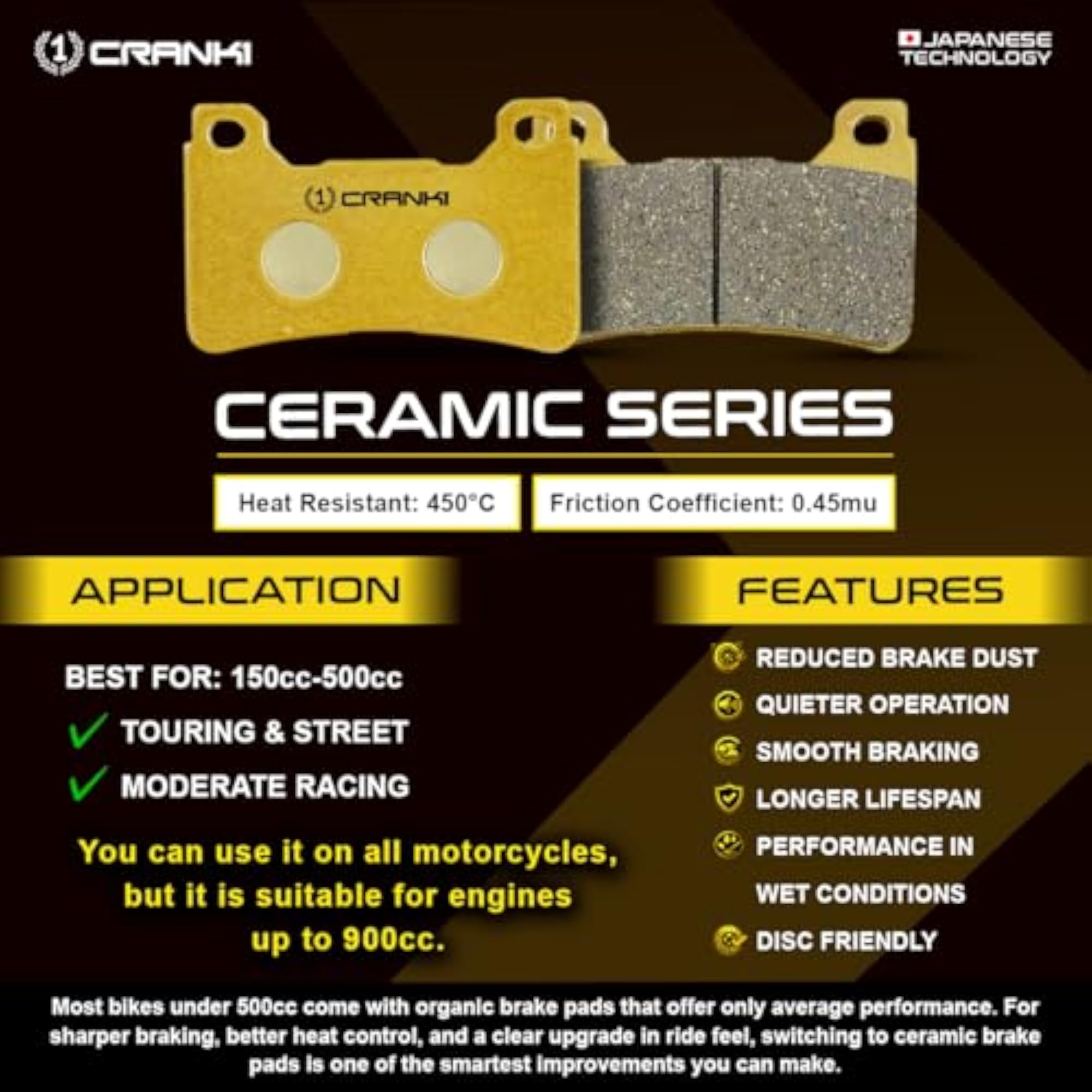 Ceramic Brake Pads for Harley Davidson Sportster Iron 883