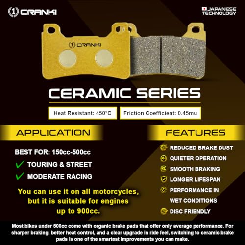 Image of Ceramic Brake Pads Compatible For Benelli Imperiale 400 | Rear | CRM371 | 1 Set | Smooth Braking | Heat Resistant | Long Life | Disc Friendly