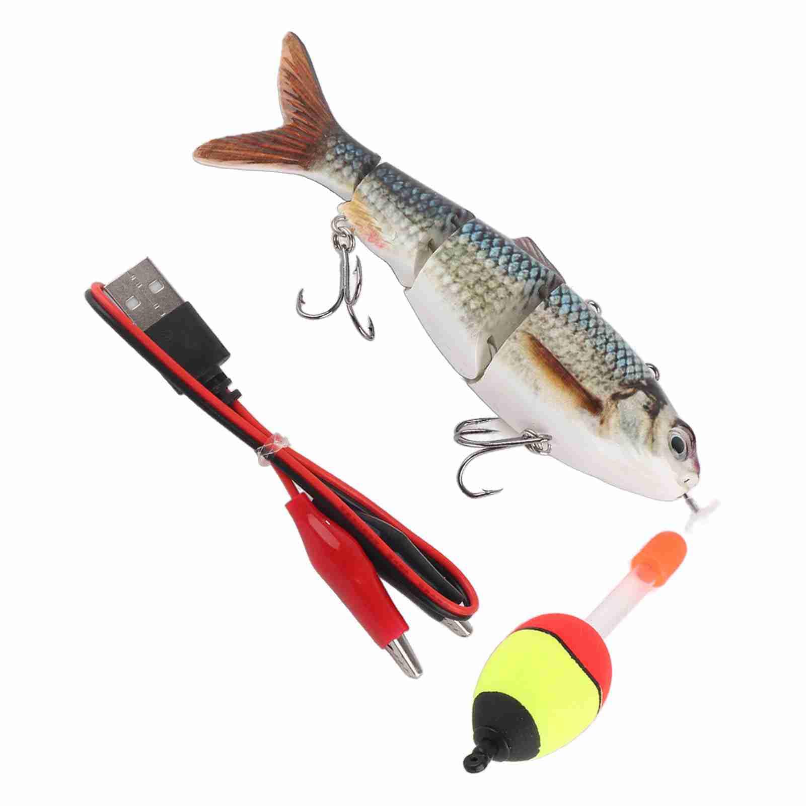 Sonew Leurre de natation robotique leurre de pêche multi-joints avec fonction électrique rechargeable et lumière LED verte pour la pêche en eau douce