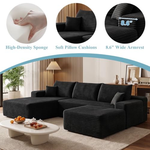 Image of Boneless Cloud Sectional Couch Modular Sofa with Ottoman for Living Room